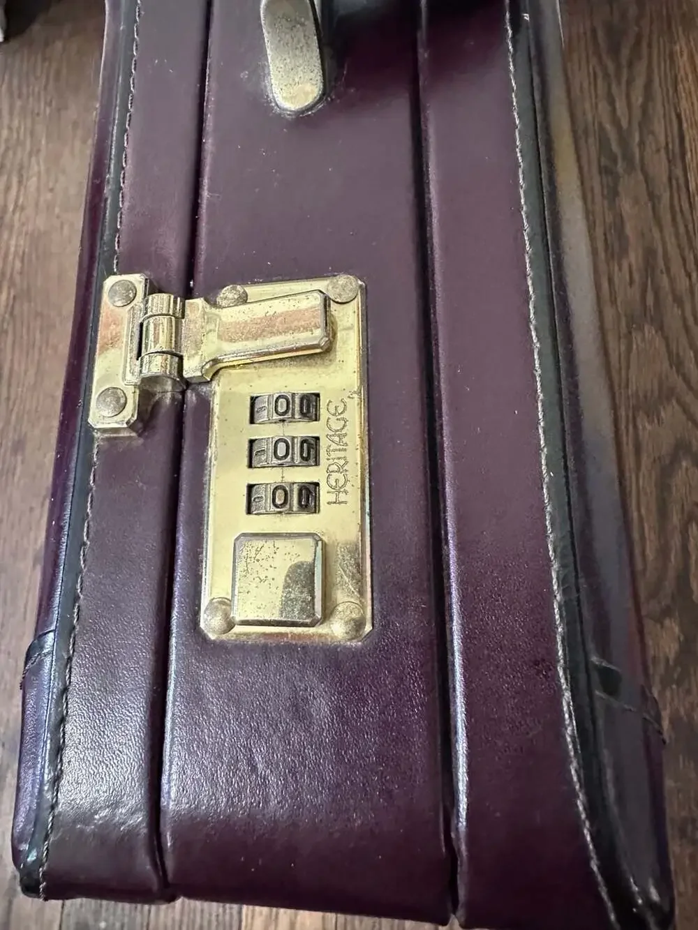 Vintage Heritage Top Grain Leather Hard Shell Briefcase in Burgundy